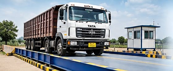 Truck on a TEFCO electronic weighbridge with operator cabin